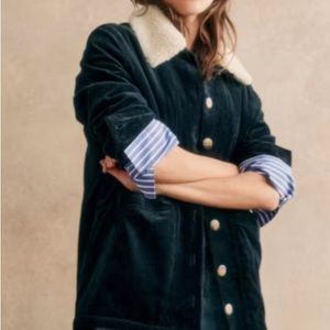 Sezane Will Jacket - Navy with Faux Sheepskin Collar